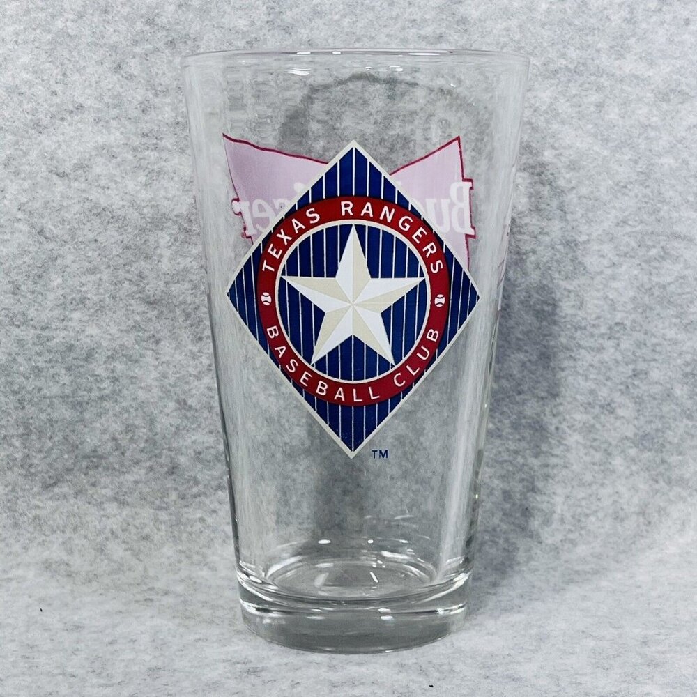 Texas Rangers MLB Budweiser Beer Pint Glass 16 oz Libbey Barware‎ Mancave